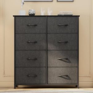 YITAHOME Szövetes Ládákos Komód – 8 Ládás Magas Tárolókomód és Hálószobai Rendezőskád